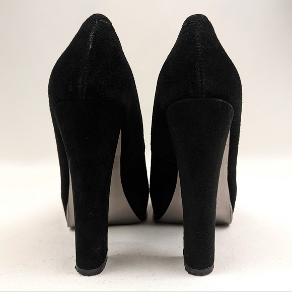 Steve Madden Sarrina Chunky Platform Pump Black Suede High Heel Box Toe Sexy 6.5 - Picture 9 of 14